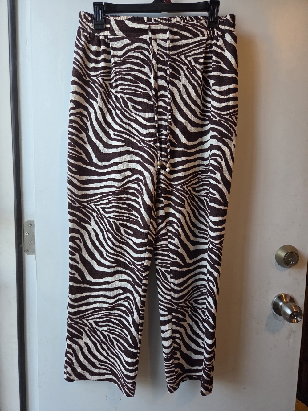 Zebra Print Drawstring  - Brown & Cream